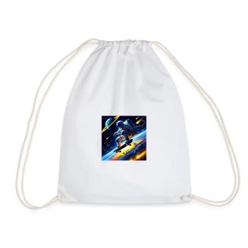 Astronaut skateboarding in space - Drawstring Bag - white - Front