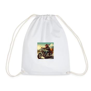 Monkey on motorbike - Drawstring Bag - white - Front