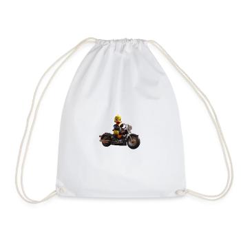 Duck Biker  - Drawstring Bag - white - Front