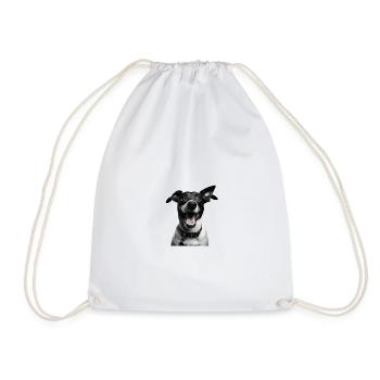 Playful Pup Portrait - Drawstring Bag - white - Front