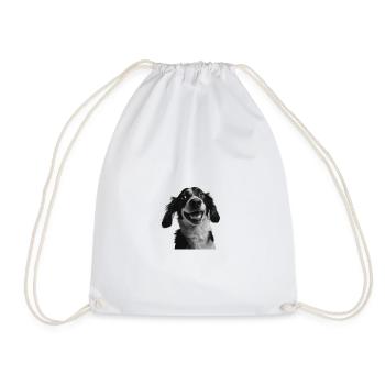 Border Collie Cheer Smile - Drawstring Bag - white - Front