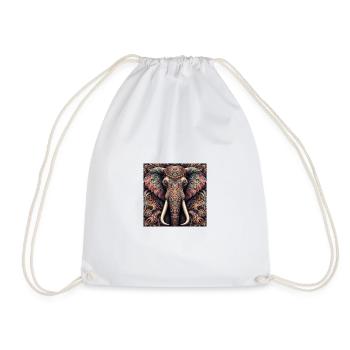 Decorated Elephant - Drawstring Bag - white - Front