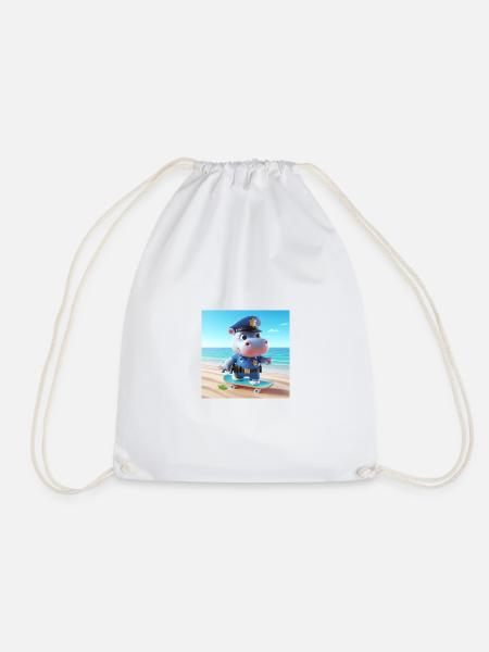 Police Hippo Beach Skater - Drawstring Bag - white