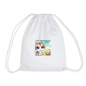 Chaton mignon au printemps avec panier de fleurs - Sac de sport léger - blanc - Devant