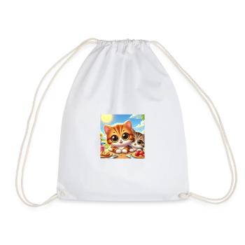 2 chatons d’été mignons à table en mangeant - Sac de sport léger - blanc - Devant