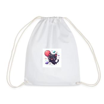 Chat de l’espace mignon avec de grands yeux et un ballon - Sac de sport léger - blanc - Devant