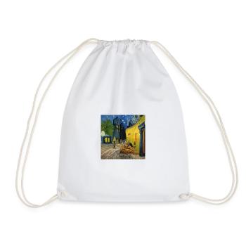 European Cafe at Dusk. Impressionistic fantasy art - Drawstring Bag - white - Front