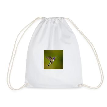hummingbird in flight - Drawstring Bag - white - Front
