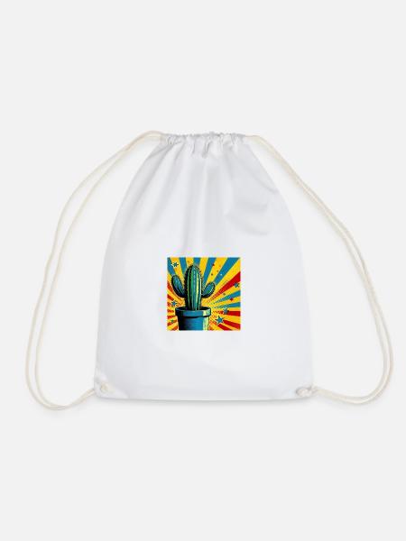 Cactus 1 - Drawstring Bag - white