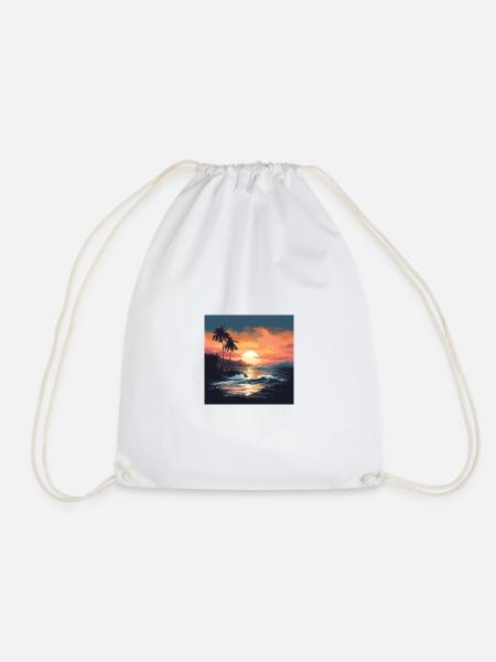 Tropical sunset on the beach - Drawstring Bag - white