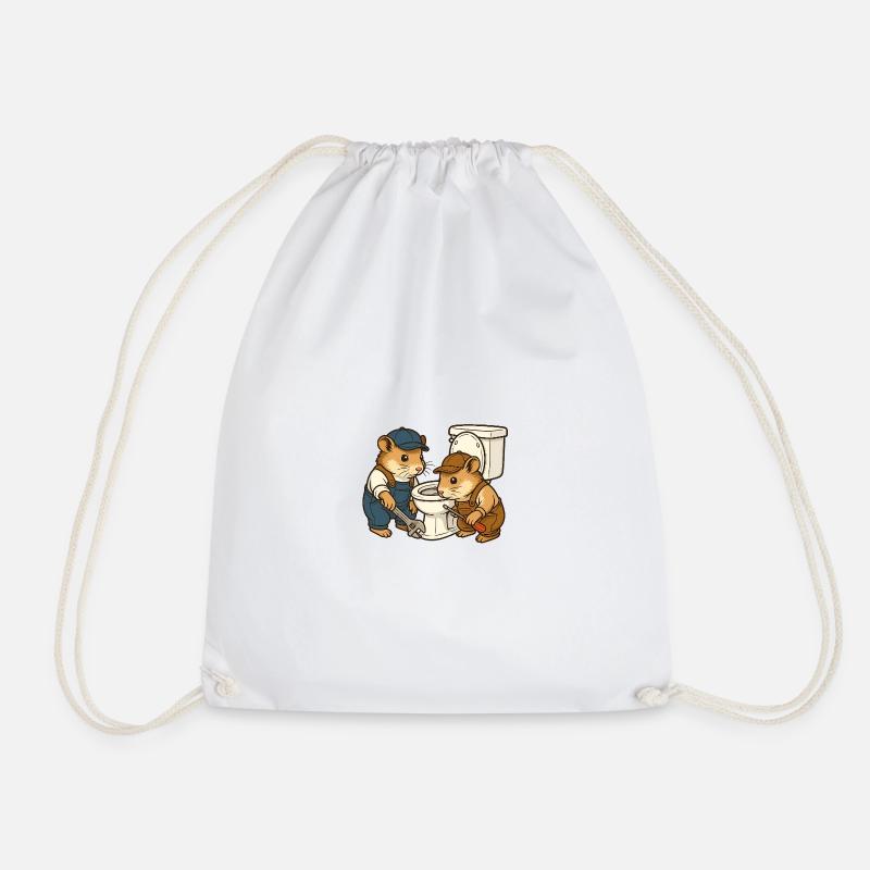 Souris plombier aux toilettes - Sac de sport léger - blanc