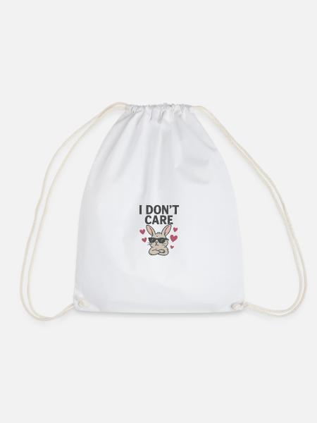 I Don’t Care Bunny süßer Hase Herz - Turnbeutel - Weiß