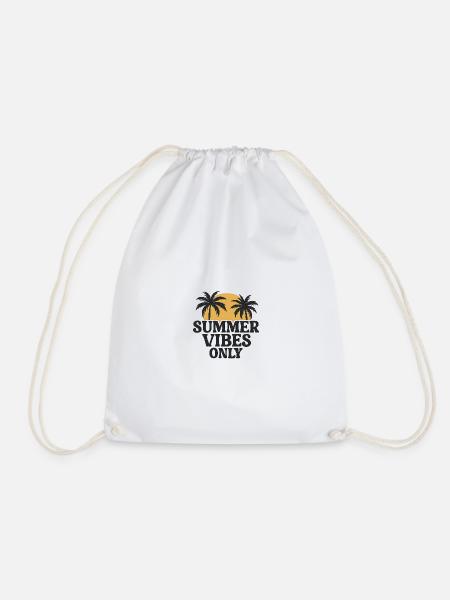 Summer Palm Trees Sunset - Drawstring Bag - white