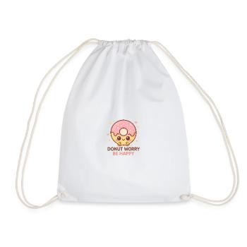 Donut Worry Be Happy – Kawaii Donut Shirt with Goodness - Drawstring Bag - white - Front