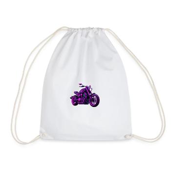Motorbike in colorful tattoo style - Drawstring Bag - white - Front