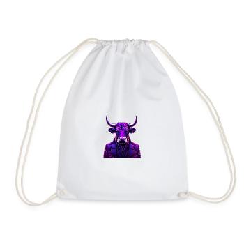 Bull in colorful tattoo style - Drawstring Bag - white - Front