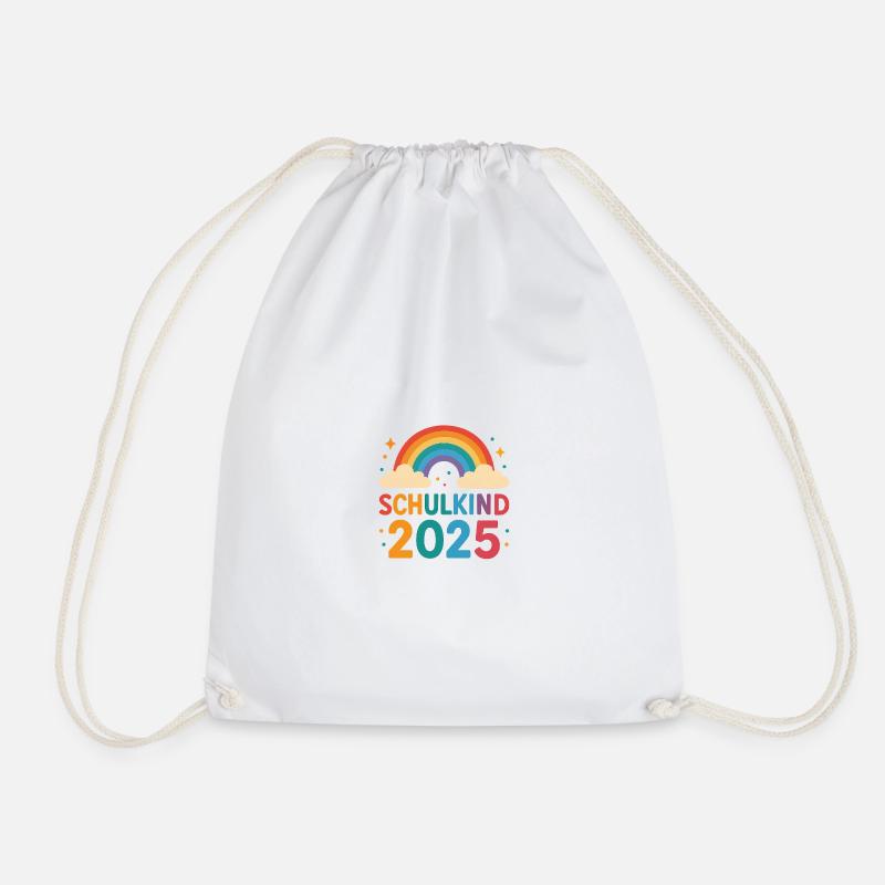 Rainbow Schulkind 2025 Motiv - Turnbeutel - Weiß