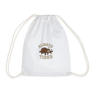 Always Tired – Sleeping Sloth on a Branch - Drawstring Bag - white - Front