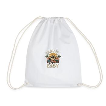 Take It Easy - Funny Vintage Flower Design - Drawstring Bag - white - Front