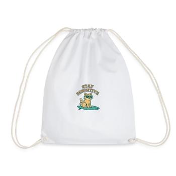 Stay Pawsitive – Cool Cat Vibes - Drawstring Bag - white - Front