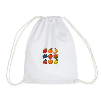 Sélection colorée de fruits frais dans le style dessin animé - Sac de sport léger - blanc - Devant