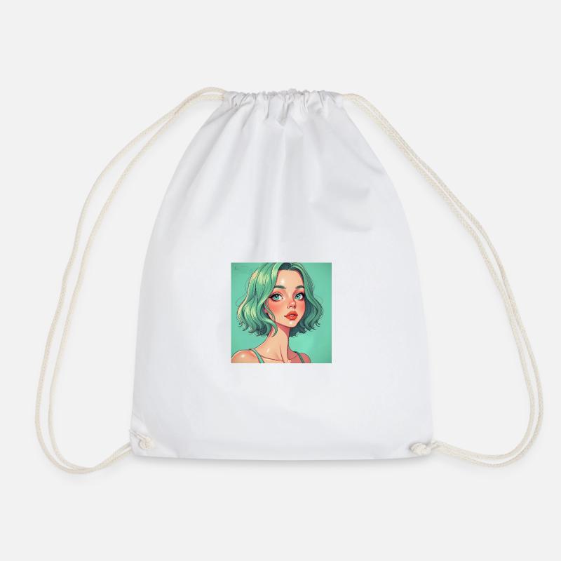 Mintgruen Pop-Art Portrait Dame - Turnbeutel - Weiß