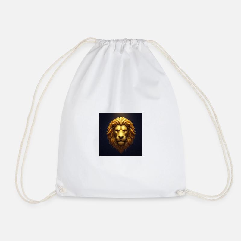 Golden Lion in the Starry Sky - Drawstring Bag - white