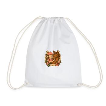 Petite cavalière et son cheval mignon - Sac de sport léger - blanc - Devant