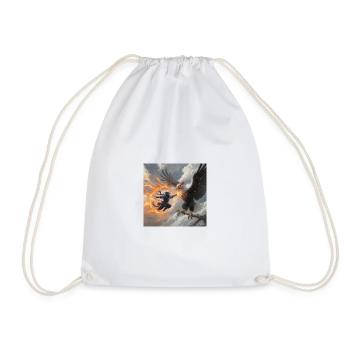 Legendary Beast and Warrior in Battle - Drawstring Bag - white - Front