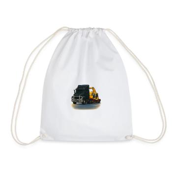 Tow truck with crane illustration - Drawstring Bag - white - Front