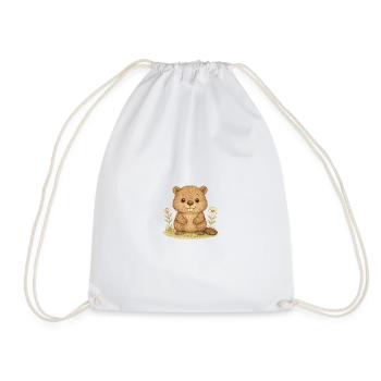 Nordic Forest - Sweet Beaver - Drawstring Bag - white - Front