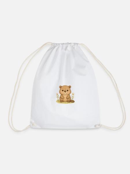 Nordic Forest - Sweet Beaver - Drawstring Bag - white