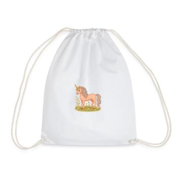 Cute vintage Unicorn in Flower Field - Drawstring Bag - white - Front