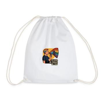 LGBTQ Rainbow Megaphone Illustration - Drawstring Bag - white - Front