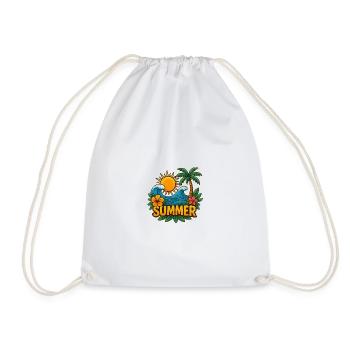 Summer Tropical Paradise Motif - Drawstring Bag - white - Front