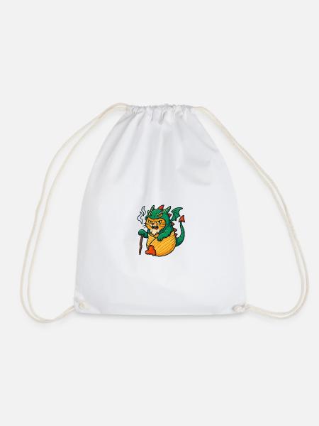 Dragon cat in fantasy design - Drawstring Bag - white