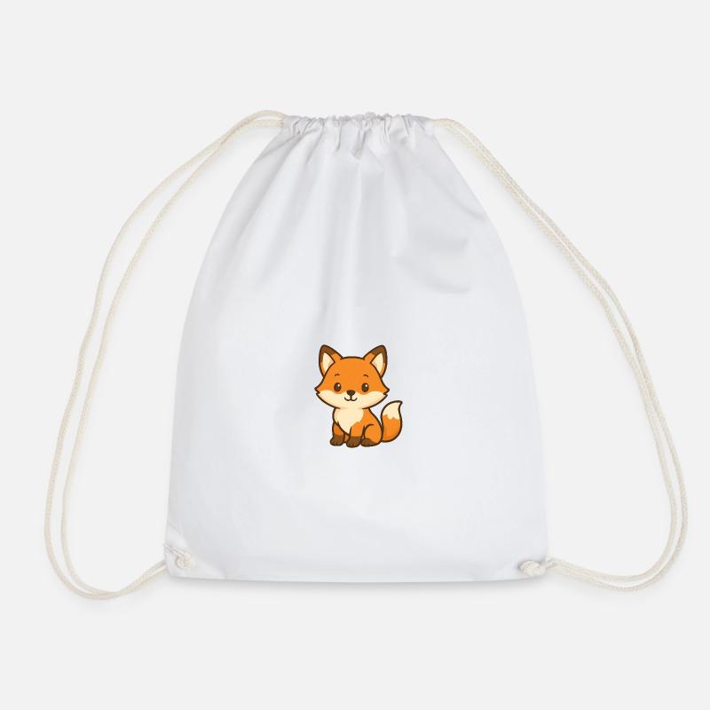 Cute fox bear children's design - Drawstring Bag - white