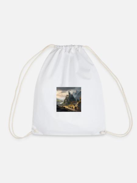 Castle Integration with Fantasy Place - Drawstring Bag - white