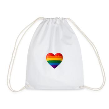 Herz in Regenbogenfarben für Vielfalt 3D Look - Turnbeutel - Weiß - Vorne