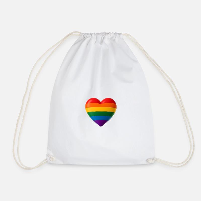 Herz in Regenbogenfarben für Vielfalt 3D Look - Turnbeutel - Weiß