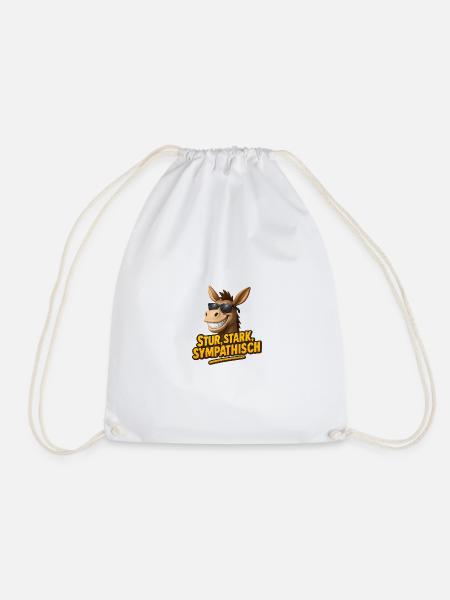 Stubborn, strong, likeable – The donkey with style - Drawstring Bag - white