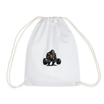 Aesthetic monkey with dumbbell - Drawstring Bag - white - Front
