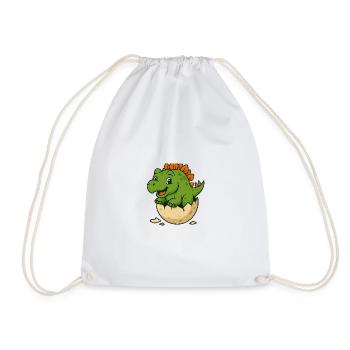 Cute dinosaur offspring on egg - Drawstring Bag - white - Front