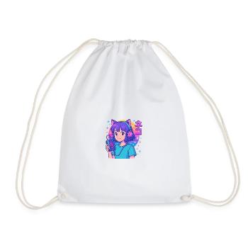 Vaporwave Neko Girl - Esthétique Anime Rétro - Sac de sport léger - blanc - Devant