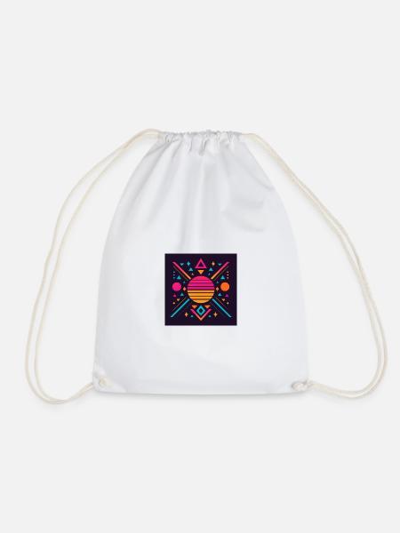 Synthwave geometric pattern - Drawstring Bag - white