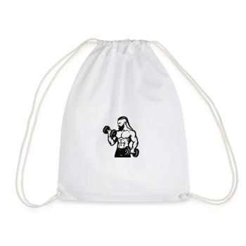 Muscle strength during dumbbell training #nordicwarrior - Drawstring Bag - white - Front