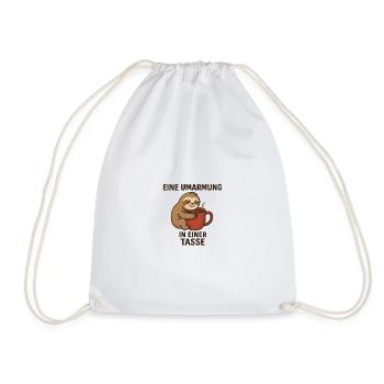 Cute sloth with coffee cup - Drawstring Bag - white - Front