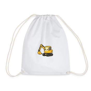 Cute excavator with googly eyes - Drawstring Bag - white - Front