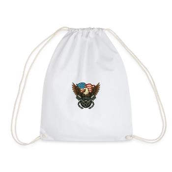 Patriotic Eagle with USA Flag - Drawstring Bag - white - Front