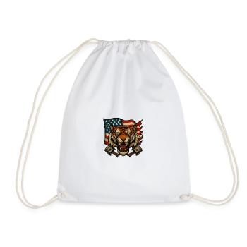 Tigre Patriote avec Drapeau Américain - Sac de sport léger - blanc - Devant
